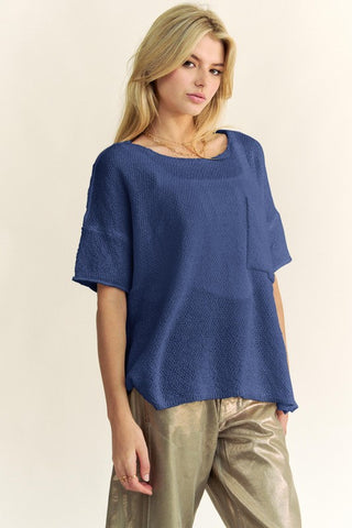 Davi & Dani High-Low Round Neck Knit Top - 1985 the VAULT Boutique