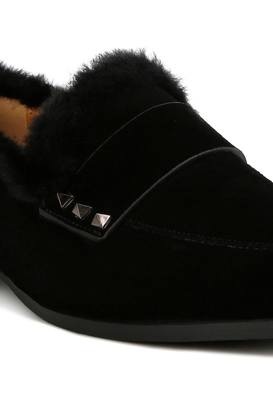 Allie Fur Trim Suede Loafers - 1985 the VAULT Boutique