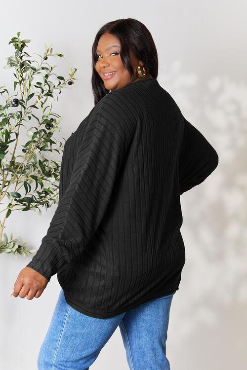 Basic Bae Full Size Ribbed Cocoon Cardigan - Happily Ever Atchison Shop Co.