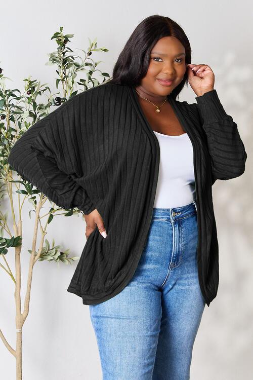 Basic Bae Full Size Ribbed Cocoon Cardigan - Happily Ever Atchison Shop Co.