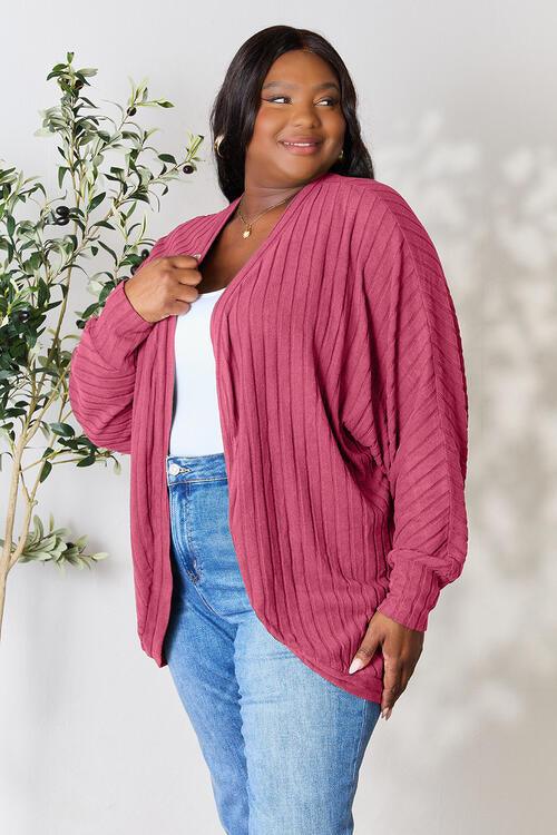 Basic Bae Full Size Ribbed Cocoon Cardigan - Happily Ever Atchison Shop Co.