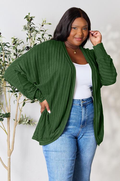 Basic Bae Full Size Ribbed Cocoon Cardigan - Happily Ever Atchison Shop Co.