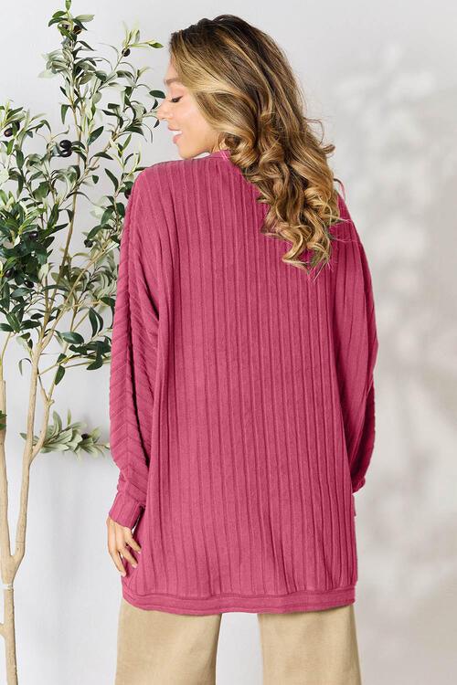 Basic Bae Full Size Ribbed Cocoon Cardigan - Happily Ever Atchison Shop Co.