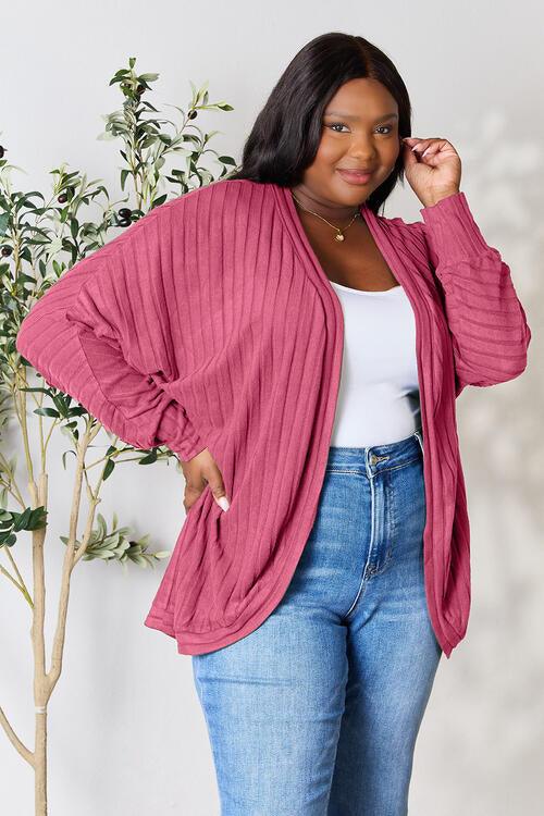 Basic Bae Full Size Ribbed Cocoon Cardigan - Happily Ever Atchison Shop Co.