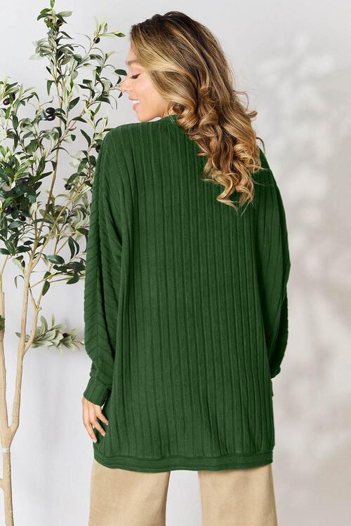 Basic Bae Full Size Ribbed Cocoon Cardigan - Happily Ever Atchison Shop Co.