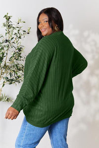 Basic Bae Full Size Ribbed Cocoon Cardigan - Happily Ever Atchison Shop Co.