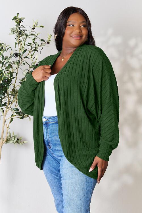 Basic Bae Full Size Ribbed Cocoon Cardigan - Happily Ever Atchison Shop Co.