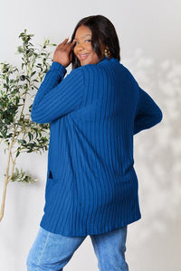 Basic Bae Full Size Ribbed Open Front Cardigan with Pockets - Happily Ever Atchison Shop Co.