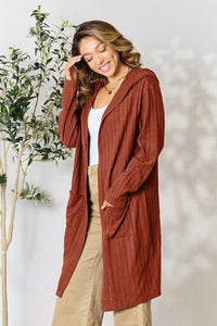 Basic Bae Full Size Ribbed Open Front Long Sleeve Cardigan - Happily Ever Atchison Shop Co.