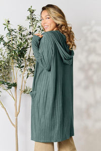 Basic Bae Full Size Ribbed Open Front Long Sleeve Cardigan - Happily Ever Atchison Shop Co.