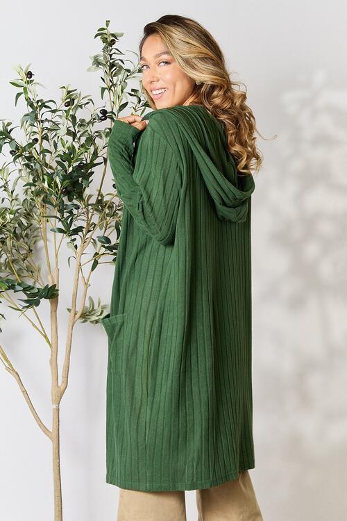 Basic Bae Full Size Ribbed Open Front Long Sleeve Cardigan - Happily Ever Atchison Shop Co.