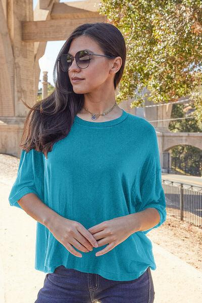 Basic Bae Full Size Round Neck Drop Shoulder T-Shirt - Happily Ever Atchison Shop Co.