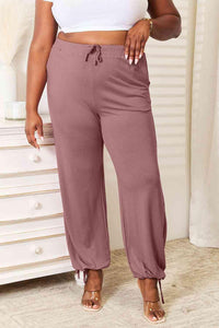 Basic Bae Full Size Soft Rayon Drawstring Waist Pants with Pockets - Happily Ever Atchison Shop Co.