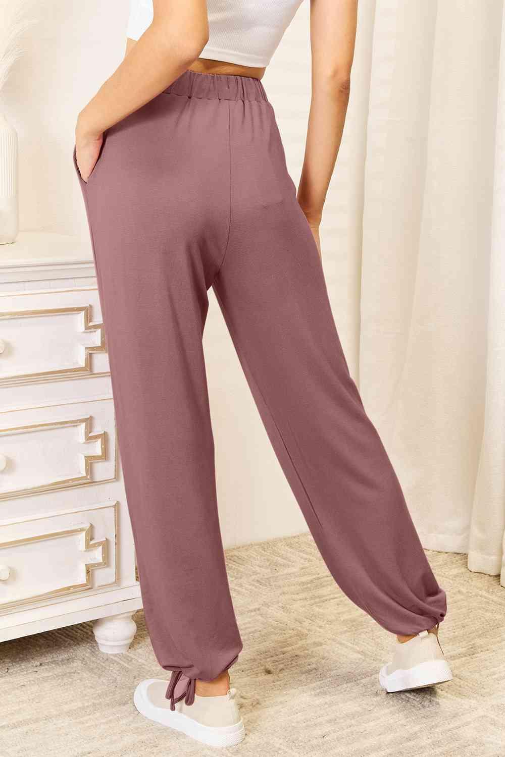 Basic Bae Full Size Soft Rayon Drawstring Waist Pants with Pockets - Happily Ever Atchison Shop Co.