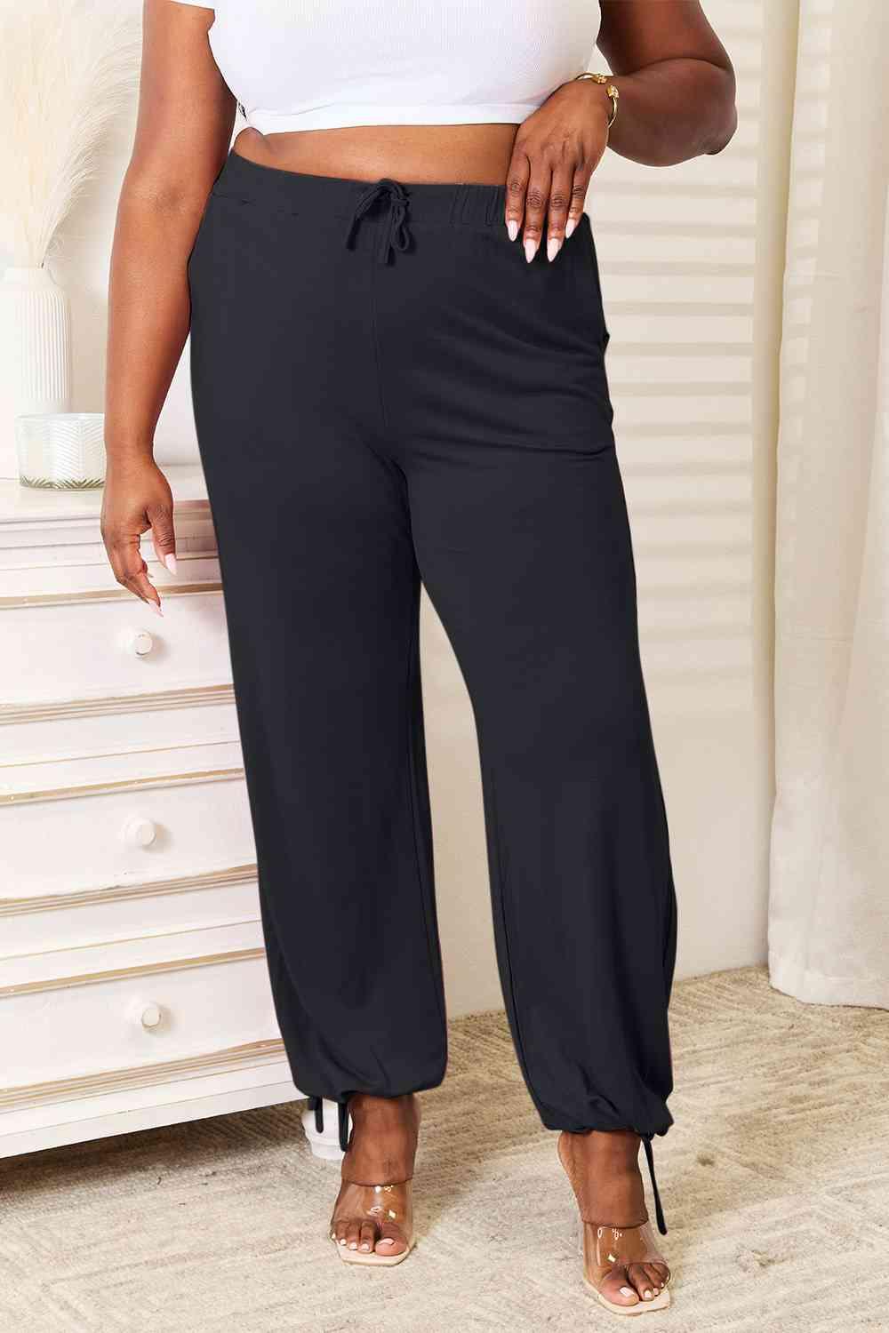 Basic Bae Full Size Soft Rayon Drawstring Waist Pants with Pockets - Happily Ever Atchison Shop Co.