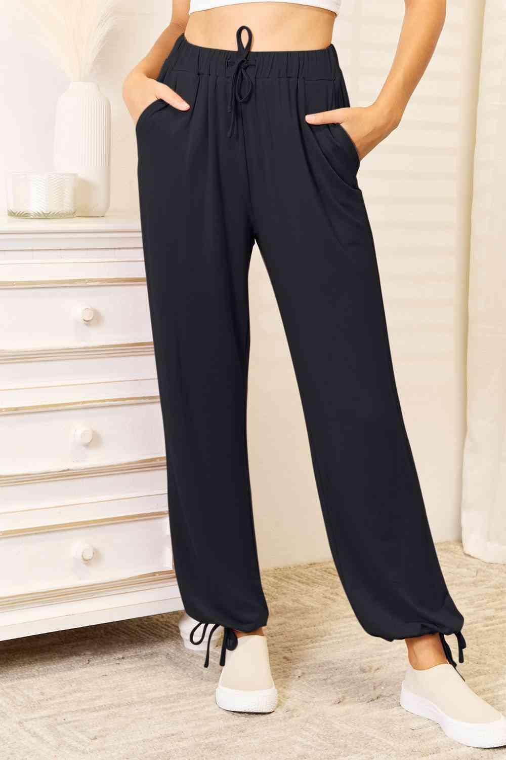 Basic Bae Full Size Soft Rayon Drawstring Waist Pants with Pockets - Happily Ever Atchison Shop Co.