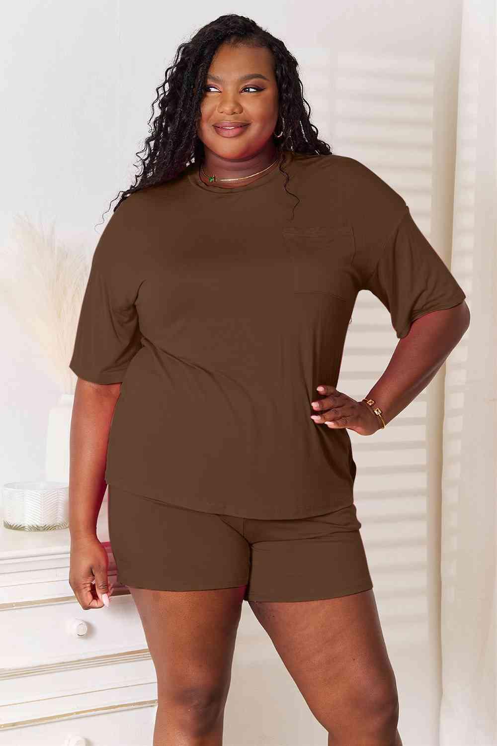 Basic Bae Full Size Soft Rayon Half Sleeve Top and Shorts Set - Happily Ever Atchison Shop Co.