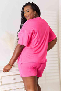 Basic Bae Full Size Soft Rayon Half Sleeve Top and Shorts Set - Happily Ever Atchison Shop Co.