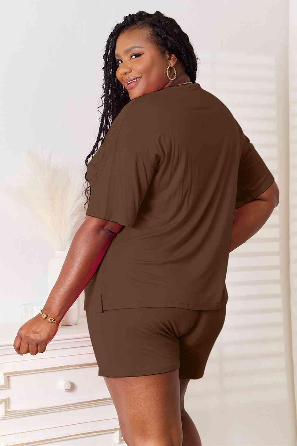 Basic Bae Full Size Soft Rayon Half Sleeve Top and Shorts Set - Happily Ever Atchison Shop Co.