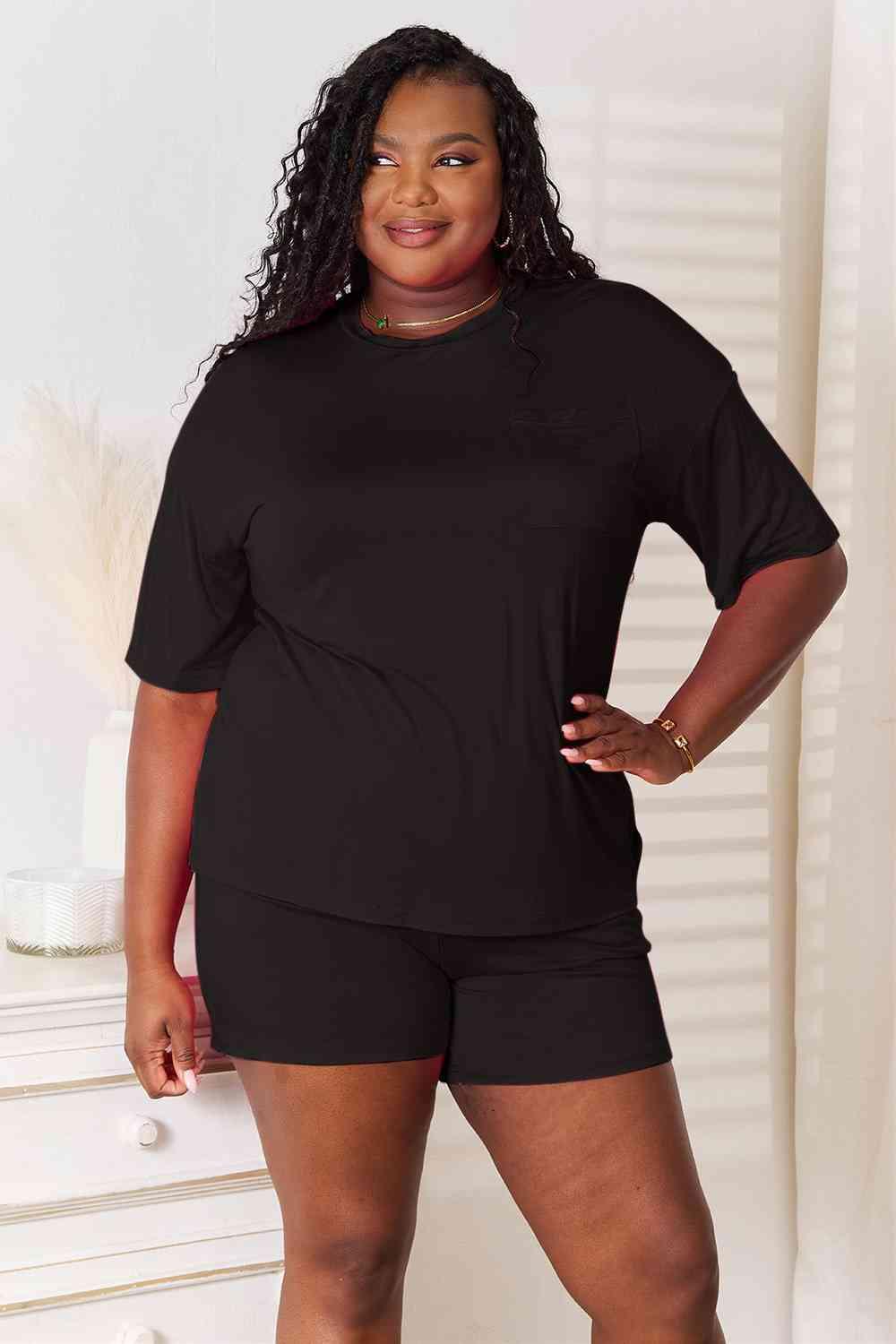 Basic Bae Full Size Soft Rayon Half Sleeve Top and Shorts Set - Happily Ever Atchison Shop Co.