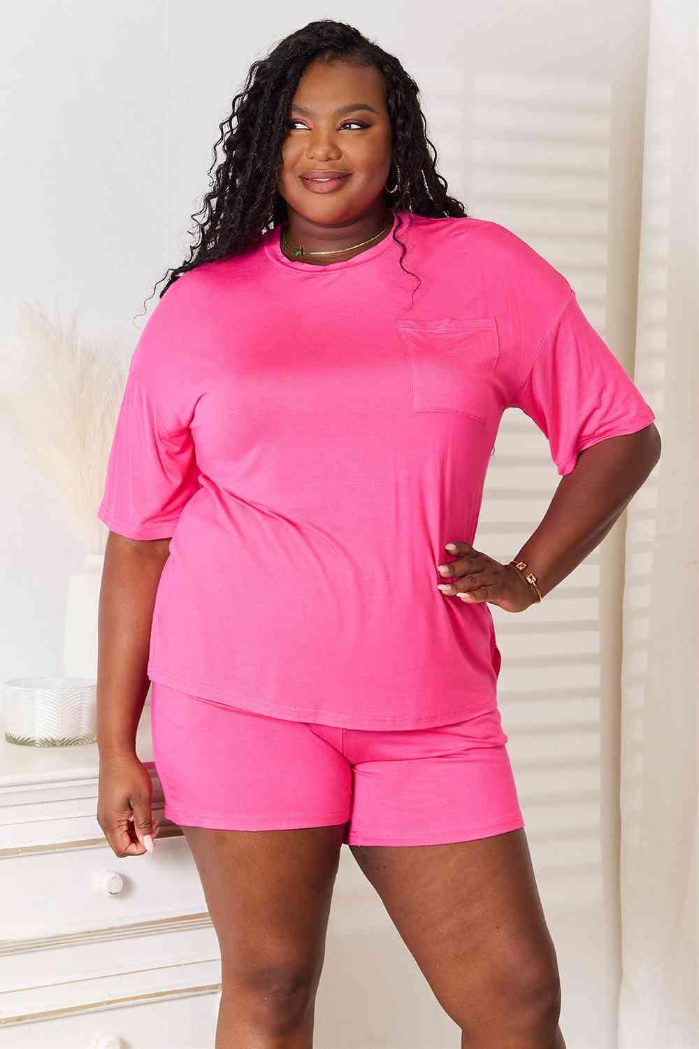 Basic Bae Full Size Soft Rayon Half Sleeve Top and Shorts Set - Happily Ever Atchison Shop Co.