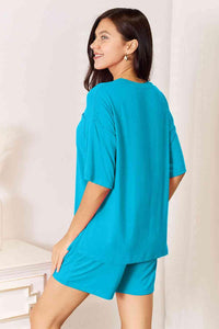 Basic Bae Full Size Soft Rayon Half Sleeve Top and Shorts Set - Happily Ever Atchison Shop Co.