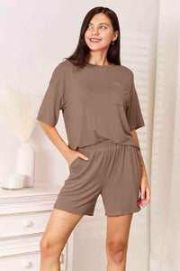 Basic Bae Full Size Soft Rayon Half Sleeve Top and Shorts Set - Happily Ever Atchison Shop Co.