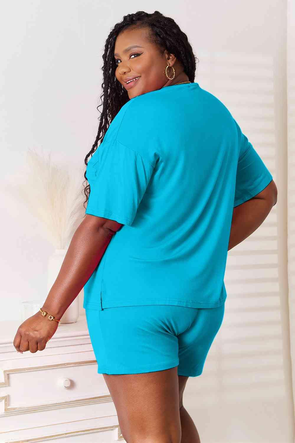 Basic Bae Full Size Soft Rayon Half Sleeve Top and Shorts Set - Happily Ever Atchison Shop Co.