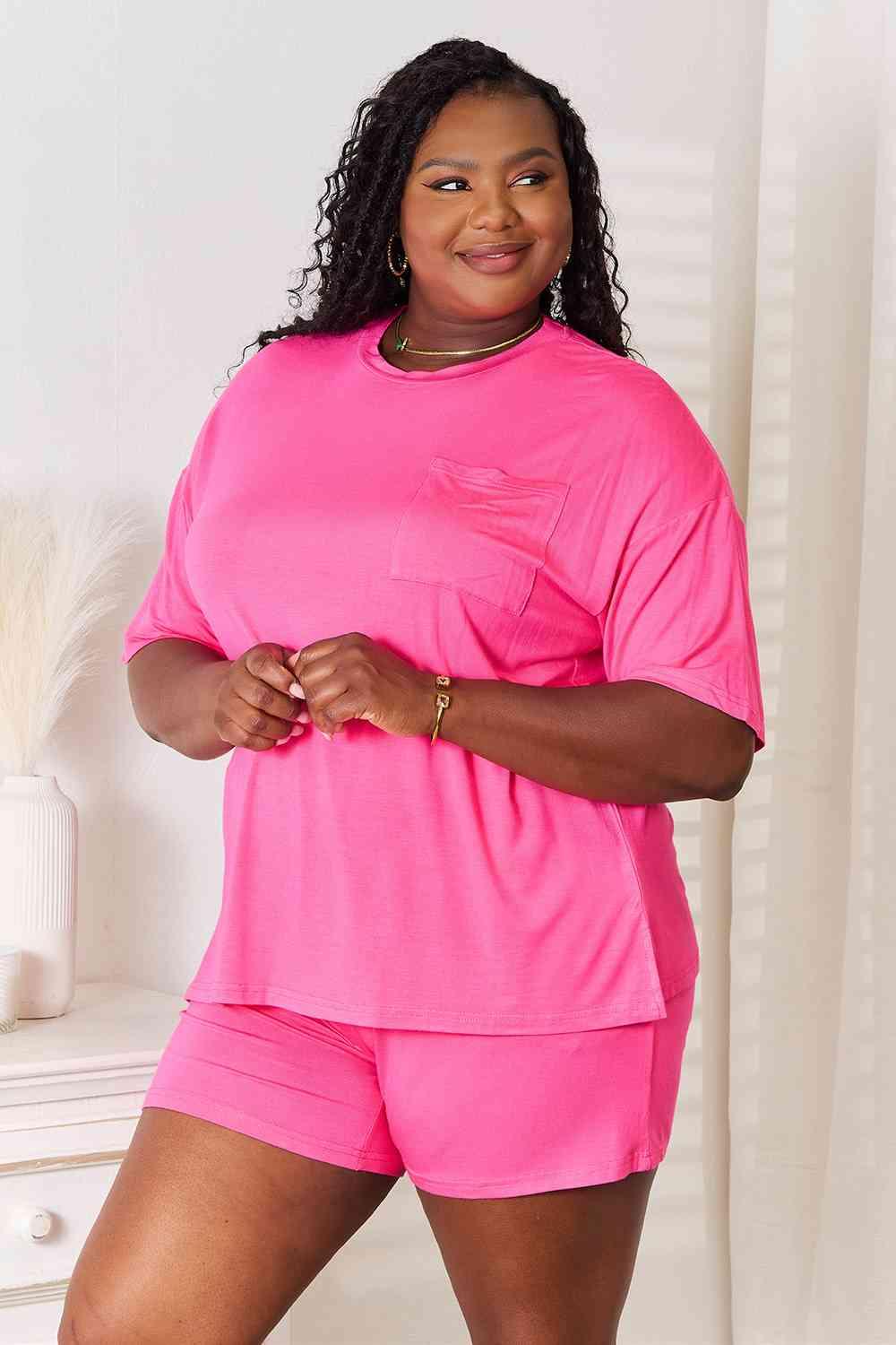 Basic Bae Full Size Soft Rayon Half Sleeve Top and Shorts Set - Happily Ever Atchison Shop Co.