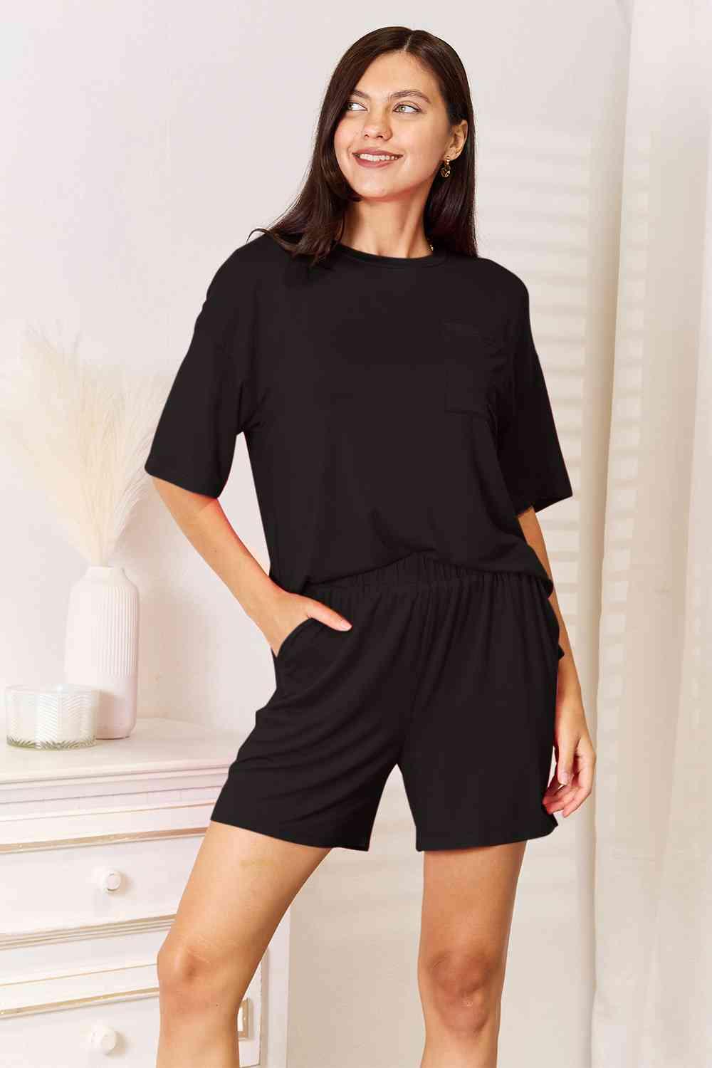 Basic Bae Full Size Soft Rayon Half Sleeve Top and Shorts Set - Happily Ever Atchison Shop Co.