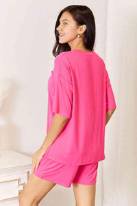 Basic Bae Full Size Soft Rayon Half Sleeve Top and Shorts Set - Happily Ever Atchison Shop Co.