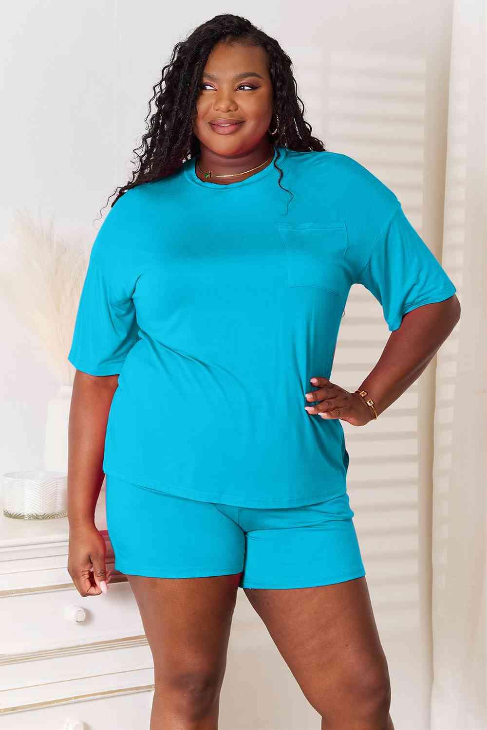 Basic Bae Full Size Soft Rayon Half Sleeve Top and Shorts Set - Happily Ever Atchison Shop Co.