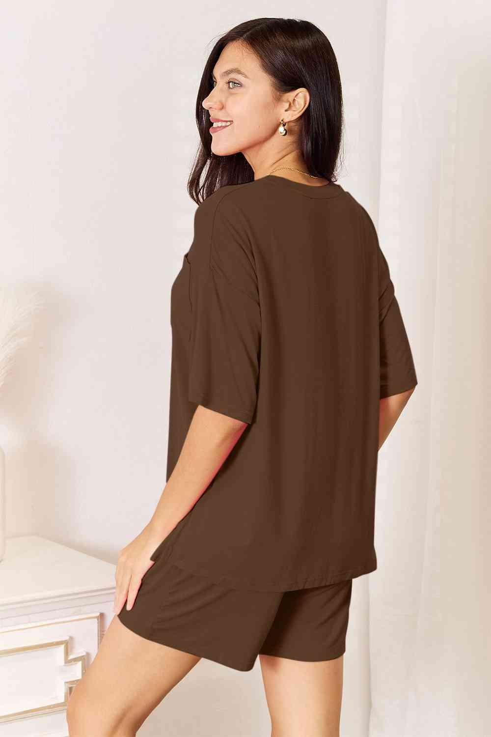 Basic Bae Full Size Soft Rayon Half Sleeve Top and Shorts Set - Happily Ever Atchison Shop Co.