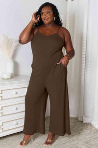 Basic Bae Full Size Spaghetti Strap V-Neck Jumpsuit - Happily Ever Atchison Shop Co.