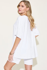 Basic Bae Full Size V-Neck Drop Shoulder Short Sleeve T-Shirt and Shorts Set - Happily Ever Atchison Shop Co.