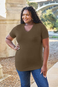 Basic Bae Full Size V-Neck Short Sleeve T-Shirt - Happily Ever Atchison Shop Co.