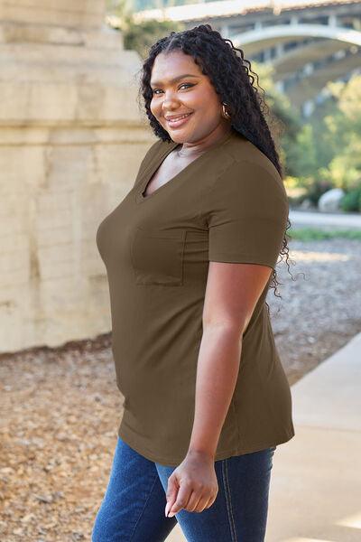 Basic Bae Full Size V-Neck Short Sleeve T-Shirt - Happily Ever Atchison Shop Co.