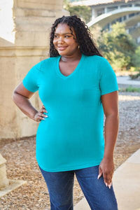 Basic Bae Full Size V-Neck Short Sleeve T-Shirt - Happily Ever Atchison Shop Co.