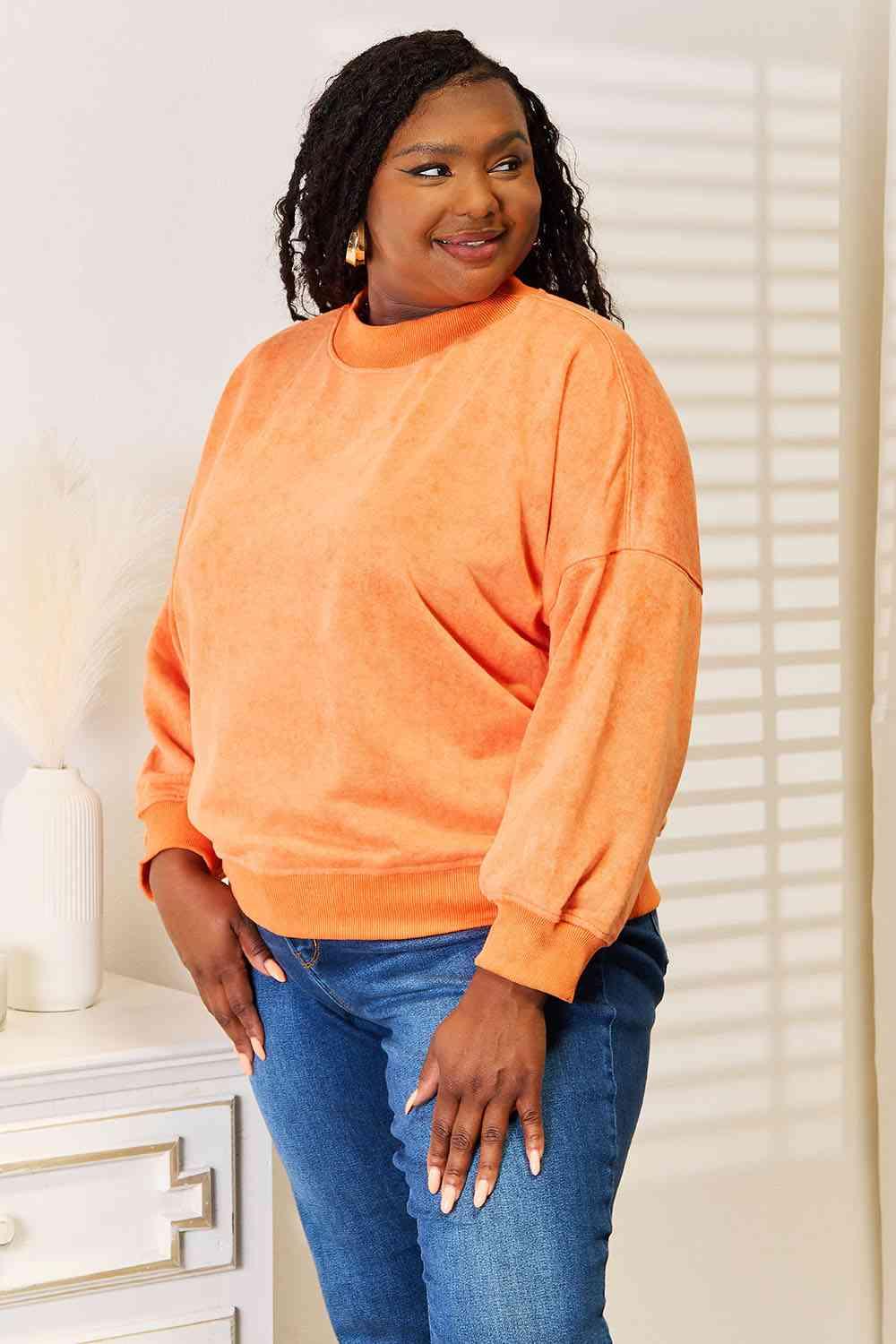 Basic Bae Round Neck Dropped Shoulder Sweatshirt - Happily Ever Atchison Shop Co.