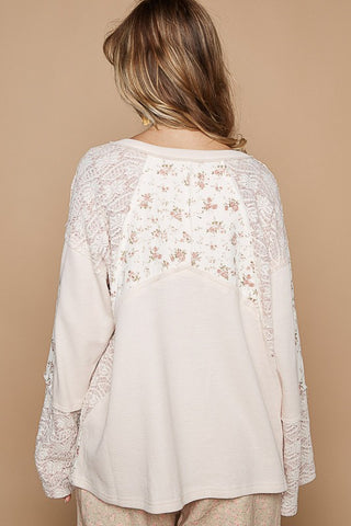 POL Lace Floral Round Neck Knit Top - 1985 the VAULT Boutique