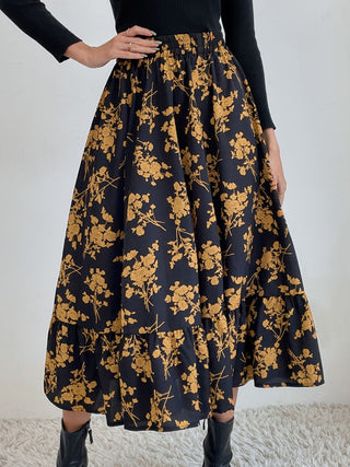 Printed Elastic Waist Midi Skirt - 1985 the VAULT Boutique