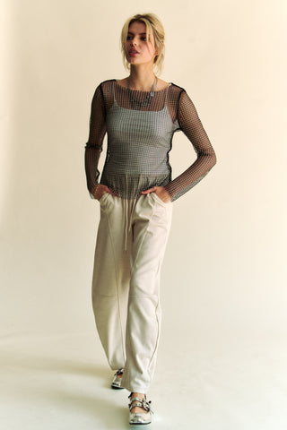 Davi & Dani Sparkling Rhinestone Sheer Mesh Round Neck Top - 1985 the VAULT Boutique