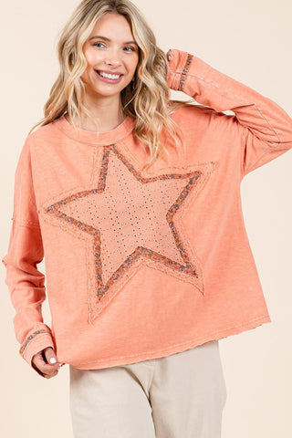 Mittoshop Mineral Wash Star Patch Long Sleeve T-Shirt - 1985 the VAULT Boutique