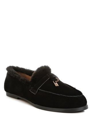 Ohrid Suede & Faux Fur Flat Loafers - 1985 the VAULT Boutique