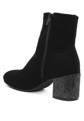 Chena Rhinestones Embellished Block Heel Boots - 1985 the VAULT Boutique