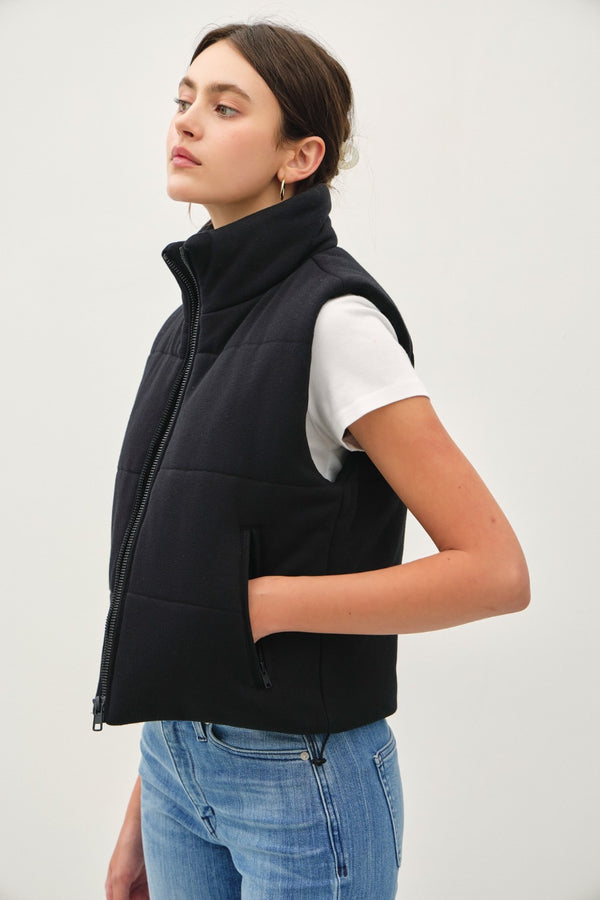 Be Cool Zip Up Turtleneck Puffer Vest with Pockets - 1985 the VAULT Boutique