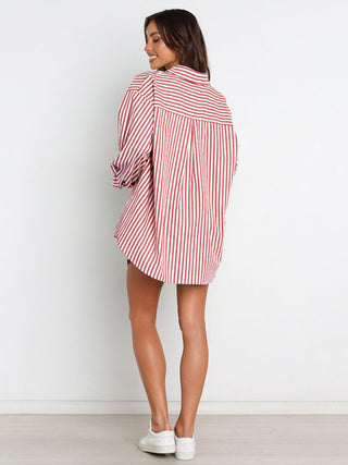 Striped Dropped Shoulder Shirt and Shorts Set - 1985 the VAULT Boutique