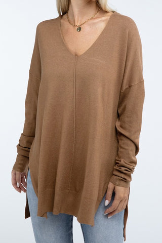 Hi-Low Hem Basic Front Seam Sweater - 1985 the VAULT Boutique