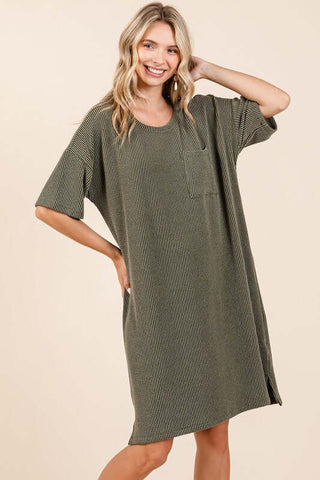 Mittoshop Urban Rib Knit Short Sleeve Tee Dress - 1985 the VAULT Boutique