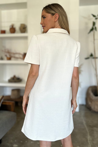 Double Take Full Size Texture Short Sleeve Dress - 1985 the VAULT Boutique